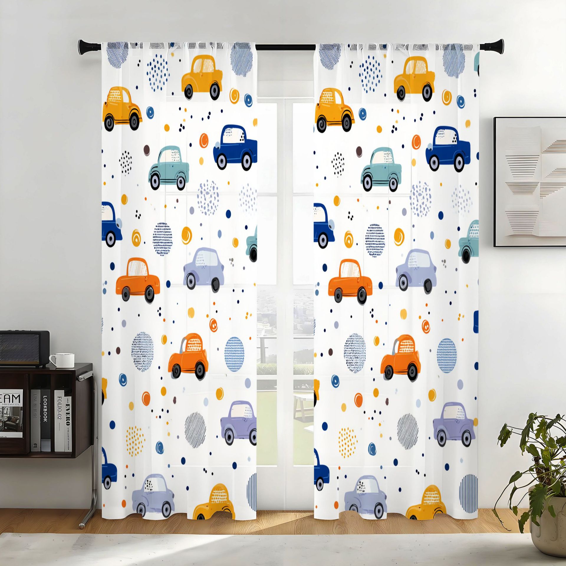 Supports Jit Delivery, Direct Sales from Manufacturer, Small Car Printed Yarn, Digital Printing Processing, Curtain and Window Screen, Light Luxury Style