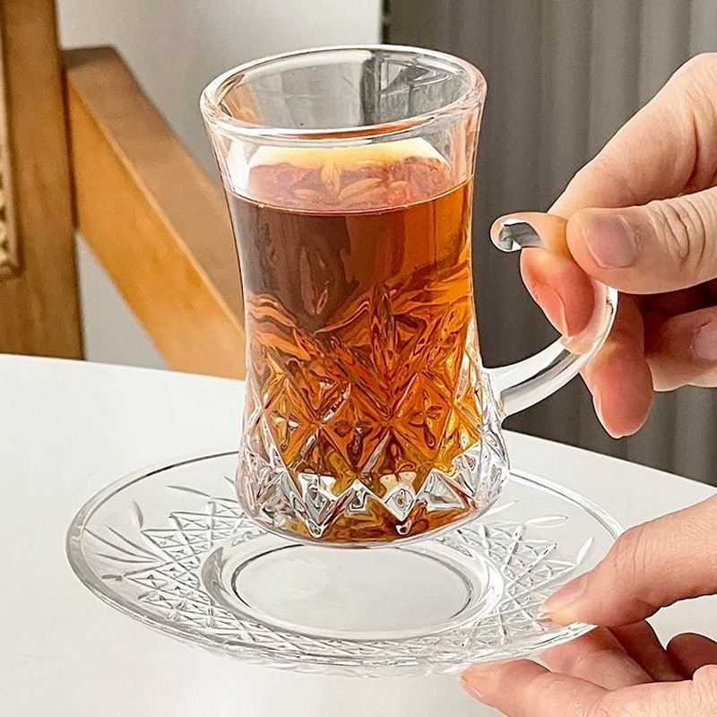 Export Turkey cup saucer suit glass black tea cup European Arabian afternoon tea scented tea small cup export