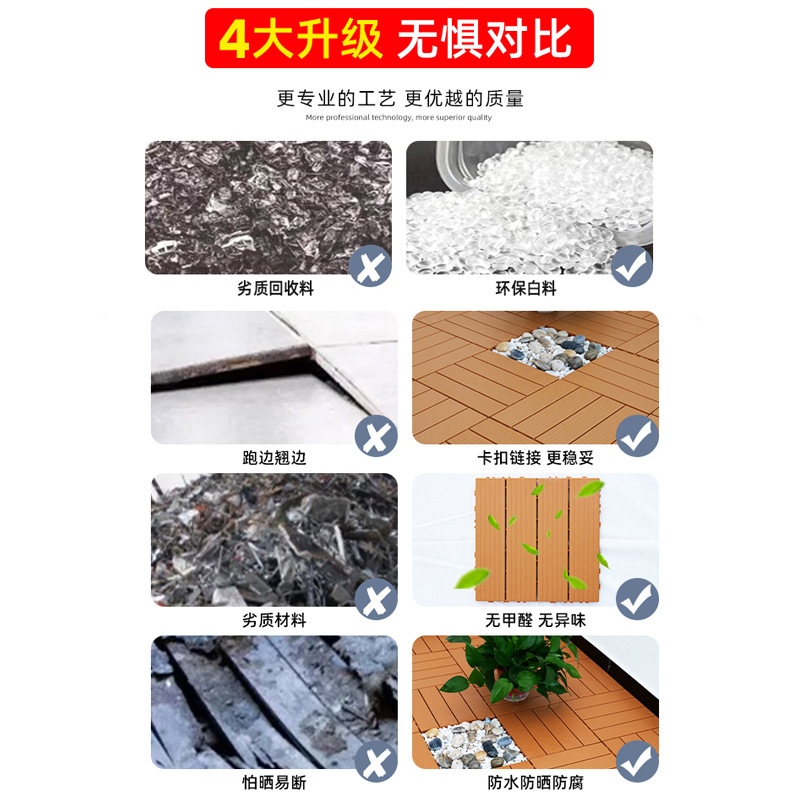 Source manufacturers plastic wood floor outdoor nail-free glue-free assembly transformation balcony terrace courtyard plastic floor outdoor