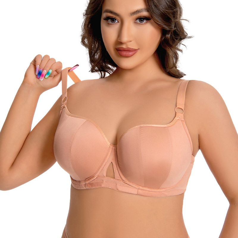 Cross-border plus size underwear women's big chest small anti-sagging gathered breathable bra large cup chubby girl bra wholesale