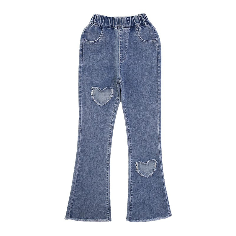 Girls' flared pants spring and autumn fashionable little girl's micro flared jeans fried street children's pants fashion wholesale
