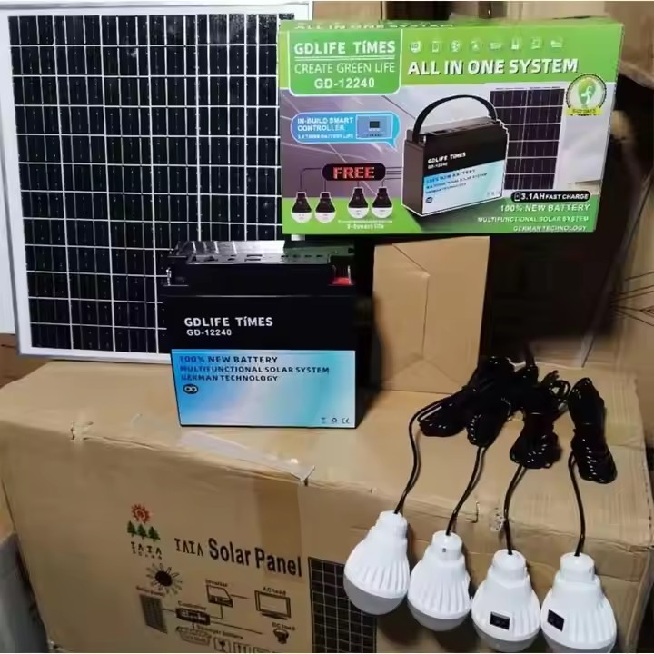 Solar Storage Emergency Solar Generator with 4Pcs Bulbs 20W Solar Panel Ups Battery