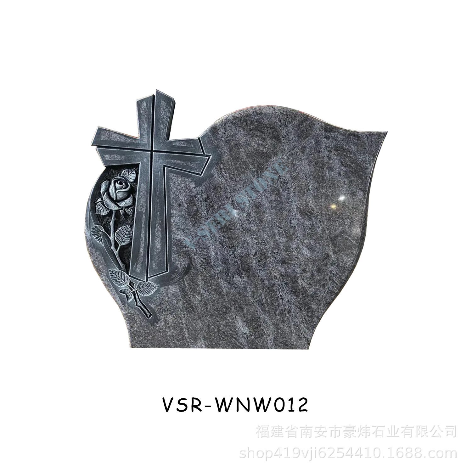 Natural Granite Cross Rose Carving Stone Tombstone Tombstone Supplier