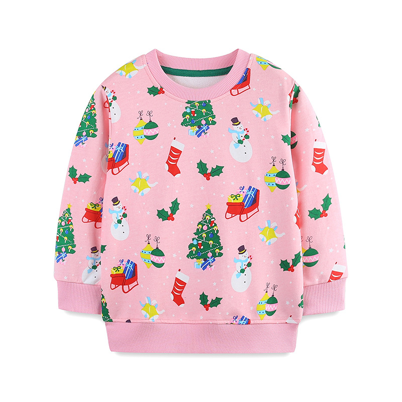 European and American Style Girls' Sweatshirts Autum New Christmas Round Neck Long-Sleeved Kidsren's Sweatshirts Fashionable Kidsren's Sweatshirts Mixed Batch
