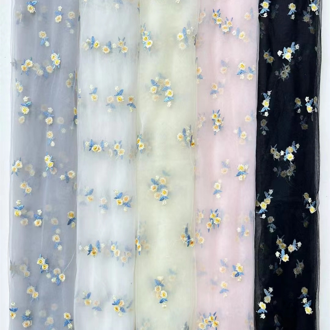 Новое летнее платье-принцесса для девочек с мелким цветочным узором, ткань с вышивкой, прямые поставки, вышивка подсолнуха