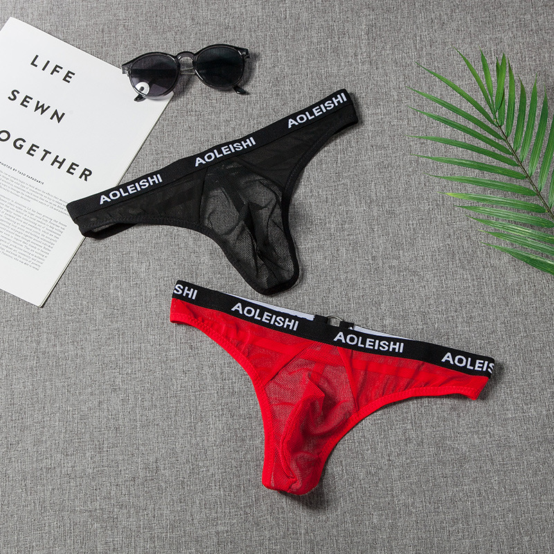 Сексуальные прозрачные сетчатые трусы для мужчин с низкой талией, дышащие, тонкие, невидимые, U-образный треугольный thong G22