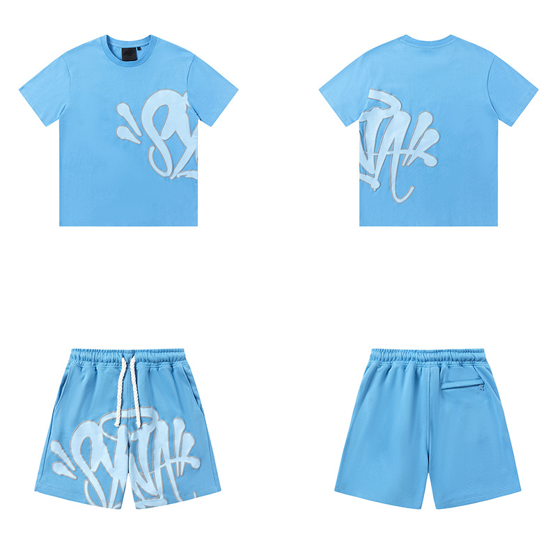 SynaWord European and American fashion brand loose short sleeve Y2K hip hop street men and women pullover casual top T-shirt suit