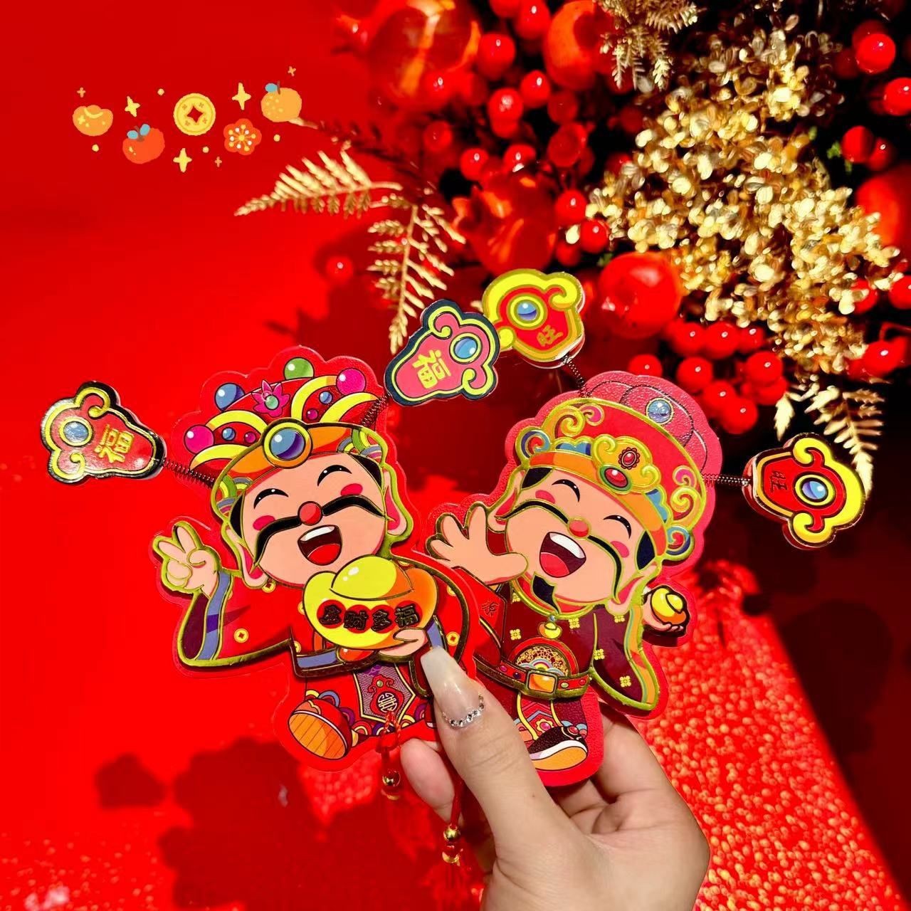 2024 new God of Wealth magnetic ice box stickers spring festival God of Wealth ornaments creative cute God of Wealth magnetic ice