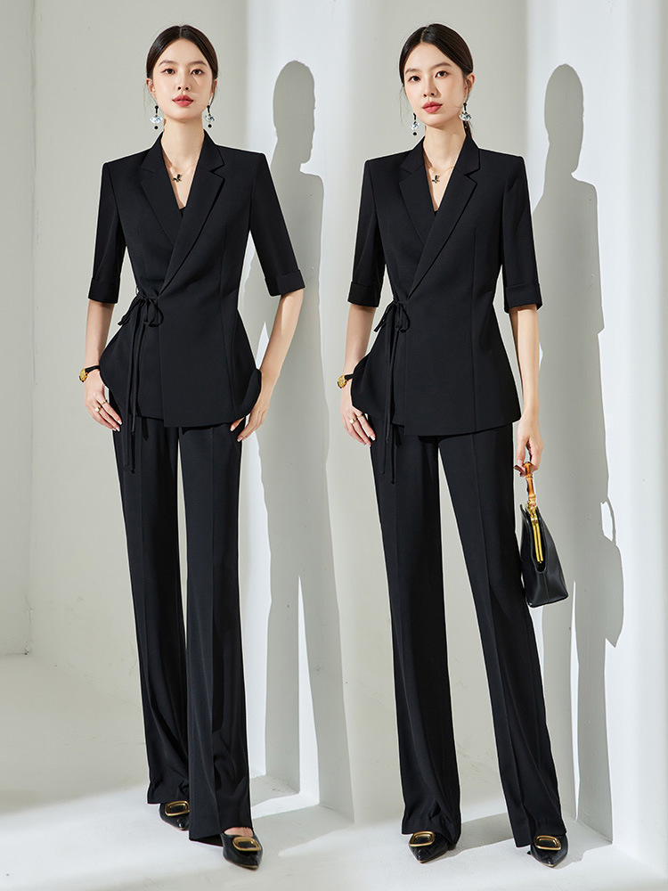 2797 plus size Women's Light Luxury Elegant Royal Sister Light Mature Style Slimming Suit suit chubby girl Micro-flared Pants Two-piece Set