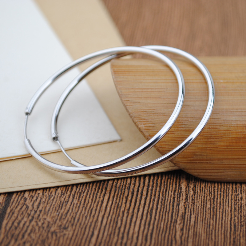 Hot Selling Explosions S925 Silver Needle Gap Big Ear Ring Earrings Round Size Ear Buckle Women's Big Ear Ring Jewelry