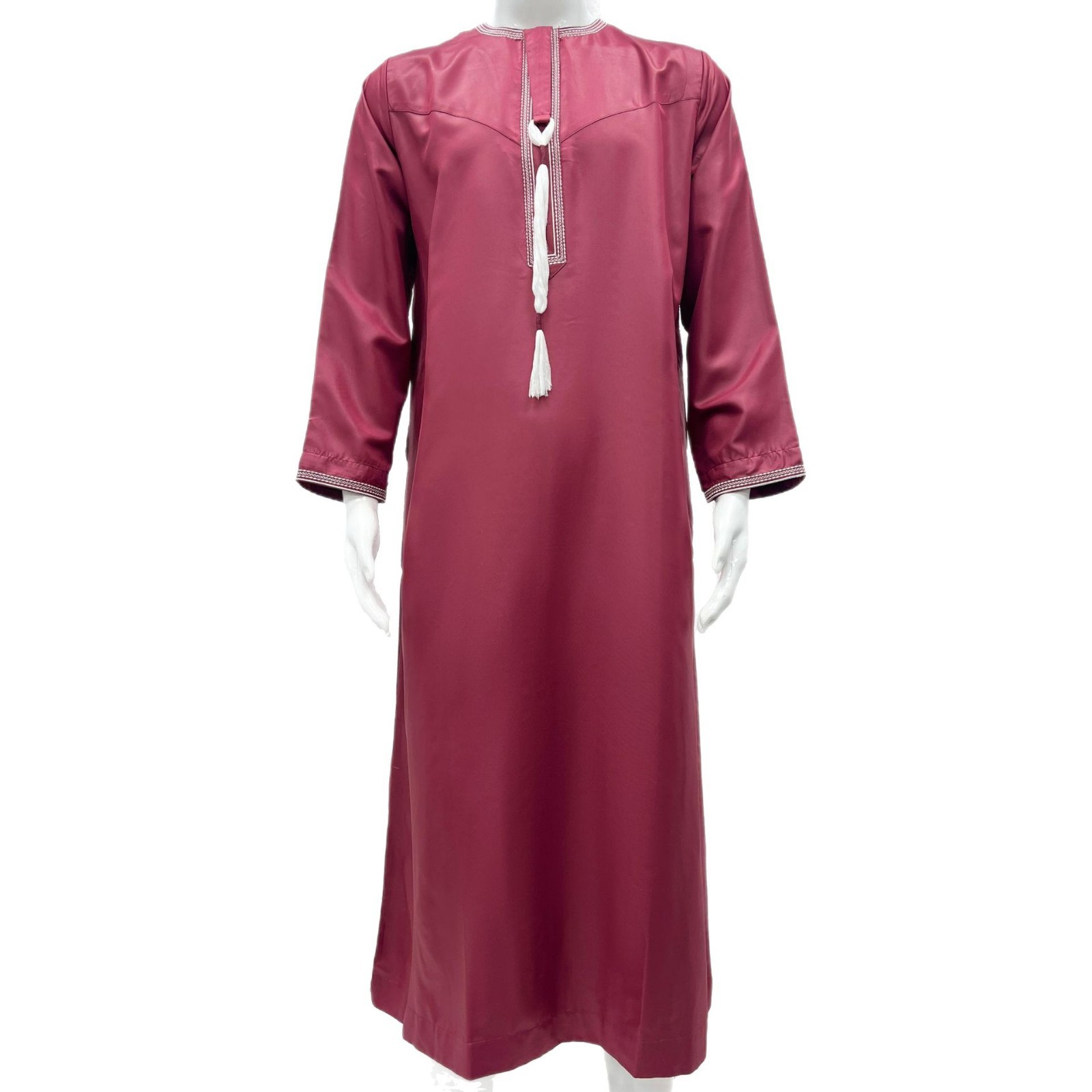 Cross-border New in stock Solid Color Round Neck Embroidery Coarse Spike Omani Robe Arabian Saudi Arabian Men's Long Sleeve Robe