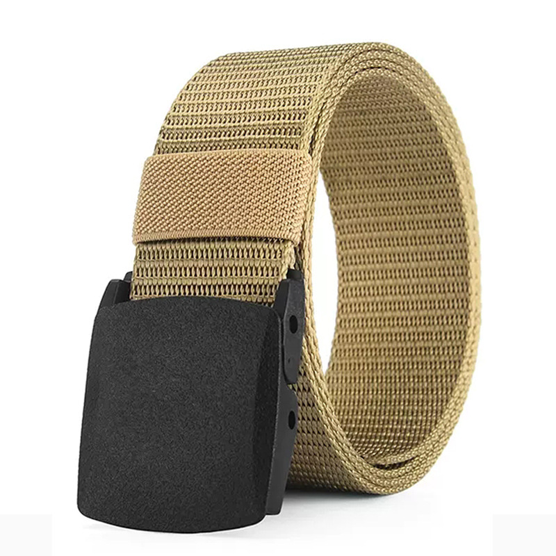 Cross-Border Popular Canvas Nylon Tactical Belt Metal-Free Hypoallergenic Woven Belt Breathable Outdoor Student Belt