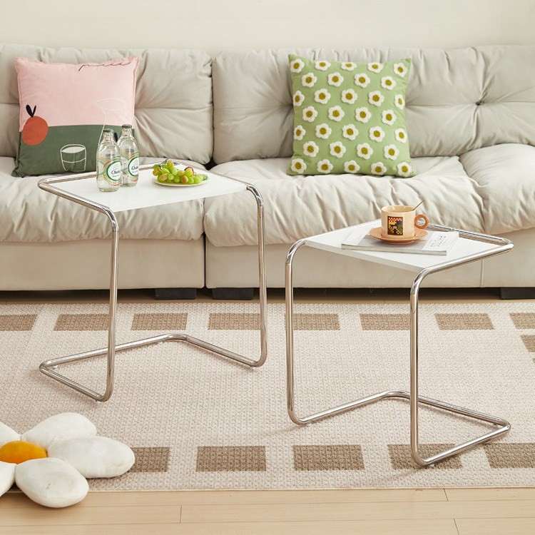 Medieval Coffee Table, Simple Tempered Glass Sofa, Side Table, Small Apartment, Light Luxury Style, Home European Style Living Room Small Table