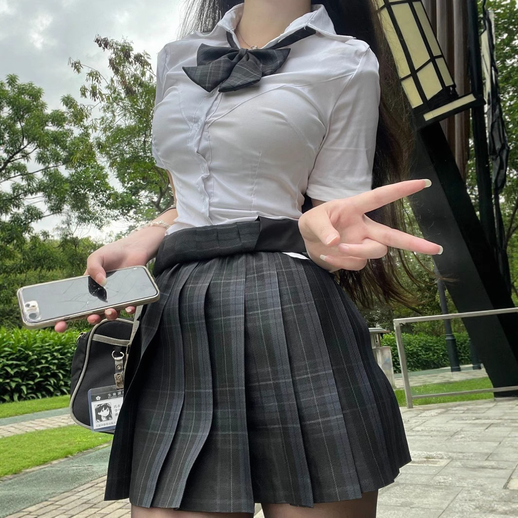 Новая JK униформа с галстуком, V-образный вырез, облегающая женская рубашка, японский колледж