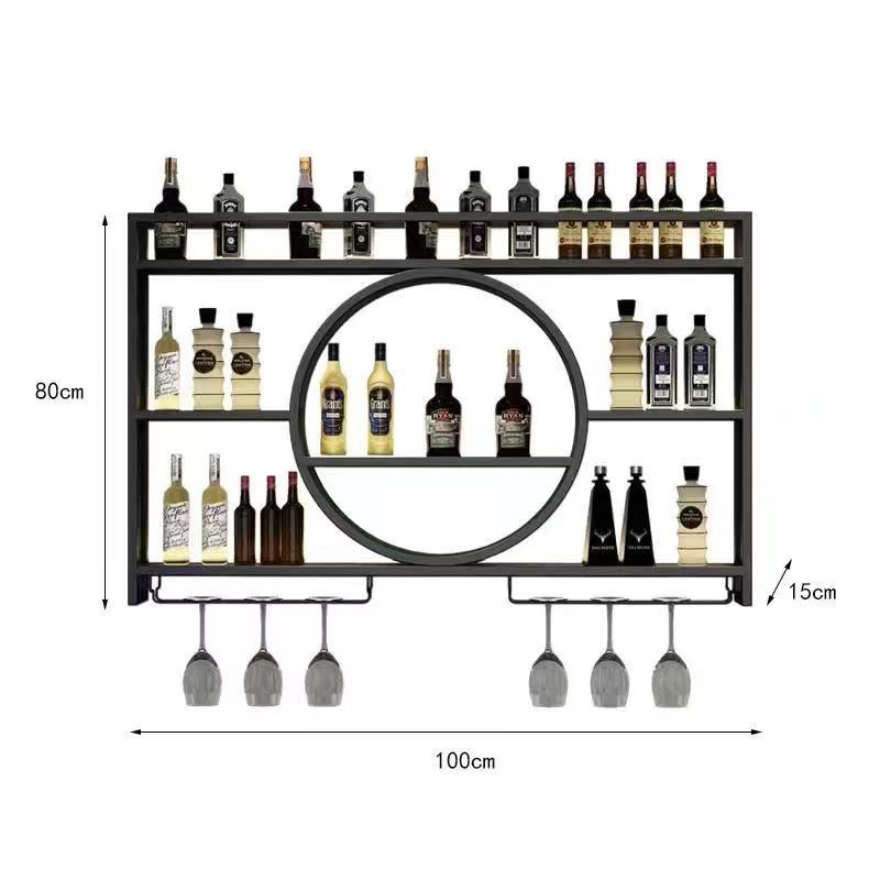 Wine Cabinet Display Rack Bar Restaurant Wall-Mounted Bar Counter Wine Rack Iron Art Wall-Mounted Storage Rack Light Luxury Wall-Mounted Wine Cabinet