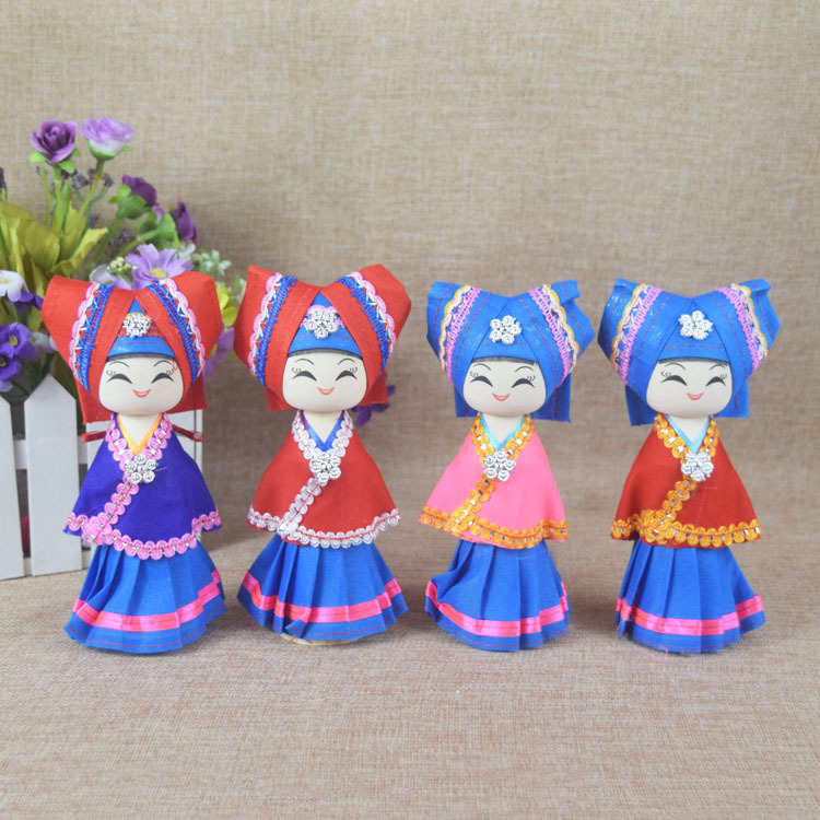 Hot Selling Yunnan Minority Handmade Puppet Cartoon Doll Tourism Home Crafts Ornament Wholesale