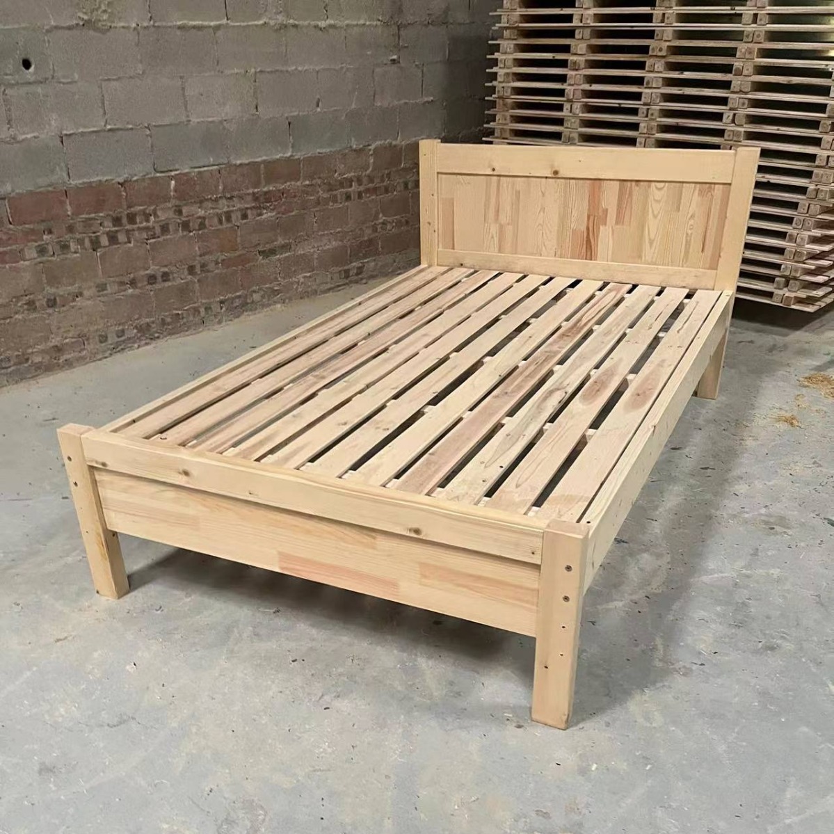 Cheap Wholesale Solid Wood Bed 1.5m Pine Double Bed 1.2m Simple and Simple 1m Single Bed Factory Direct Sale