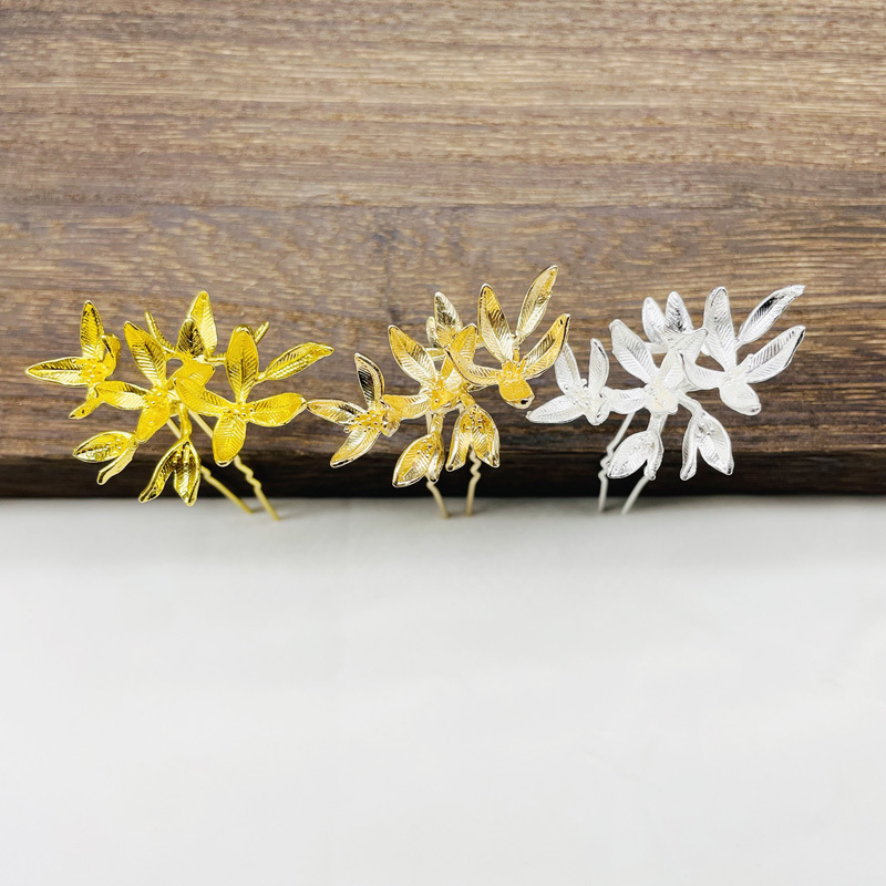 diy antique color-preserving alloy orchid Bauhinia hairpin bridal Hanfu headdress material accessories