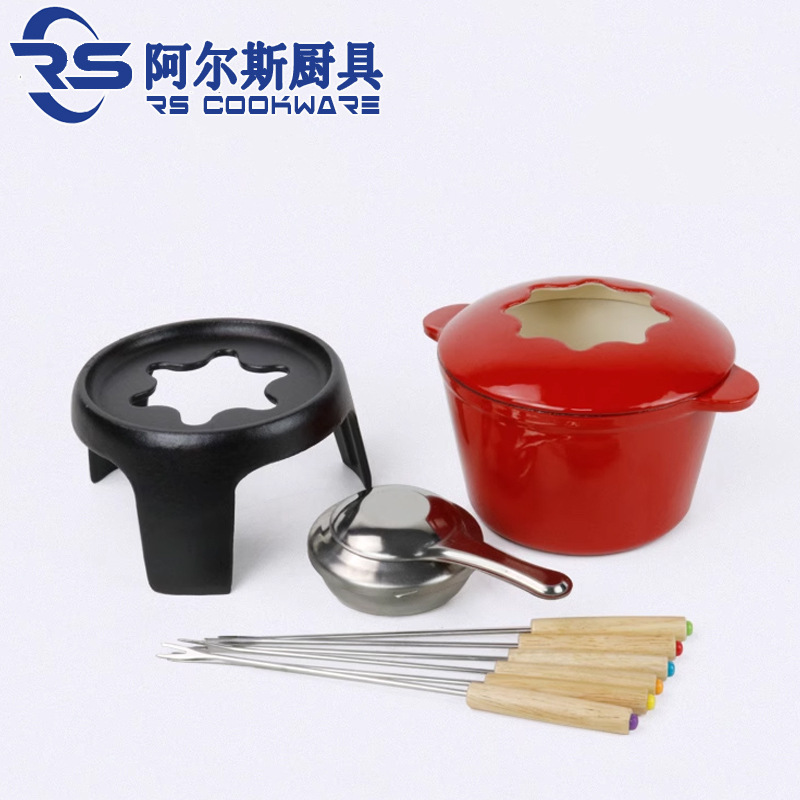 Эмальированная кастрюля для фондю, набор для растопленного сыра, с эмалью, мини-алкогольный подставка