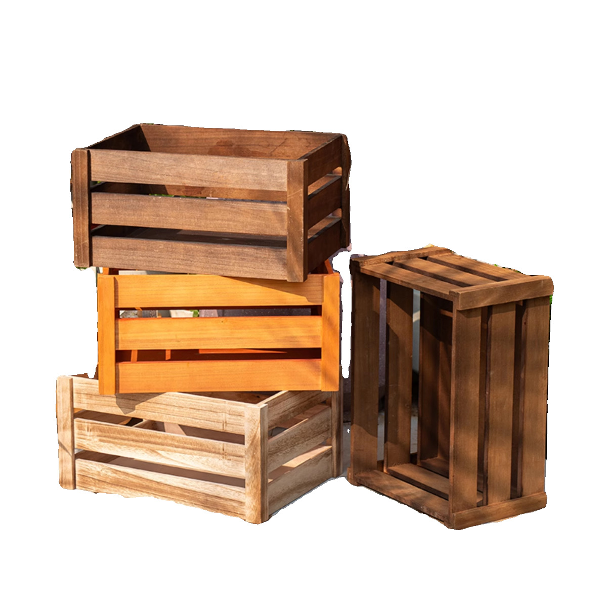 Solid wood storage box display stand wooden frame box fruit basket children's toy storage household storage box green plant flower pot