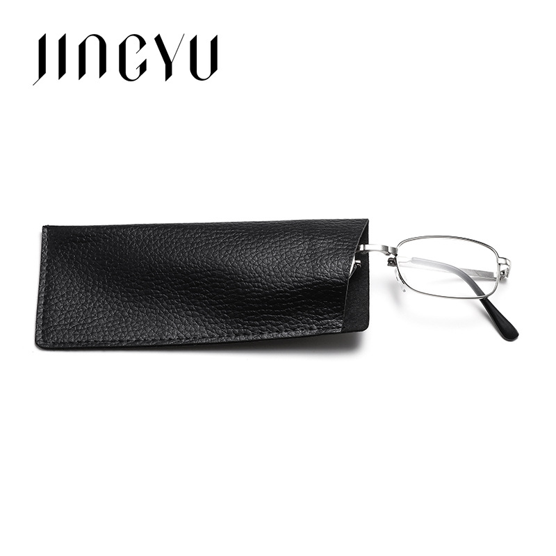 Wholesale Black Bevel Presbyopic Glasses Leather Case PVC Myopia Glasses Leather Bag Portable Storage Dustproof Leather Glasses Bag