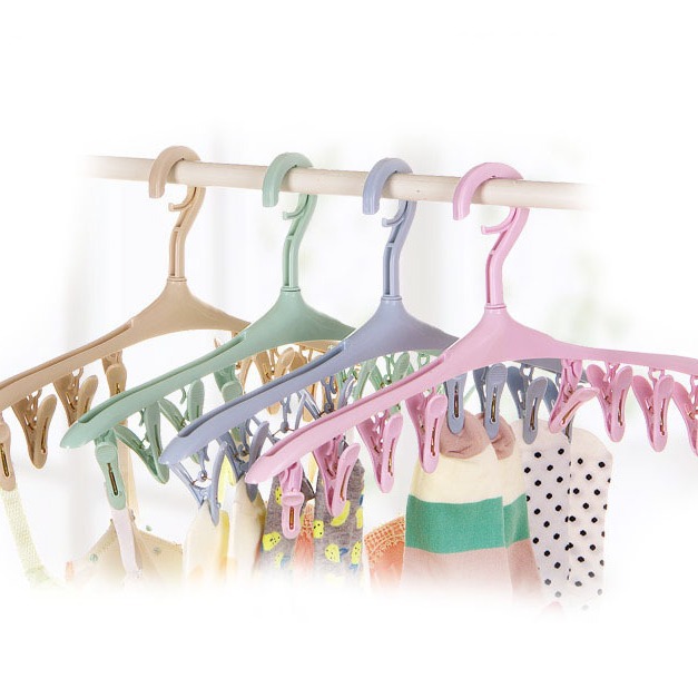 Multi-Purpose 8-Clip Clothes Hanger Plastic Windproof Buckle Socks Intimates Drying Rack Baby Kidsren's Small Items Drying Rack