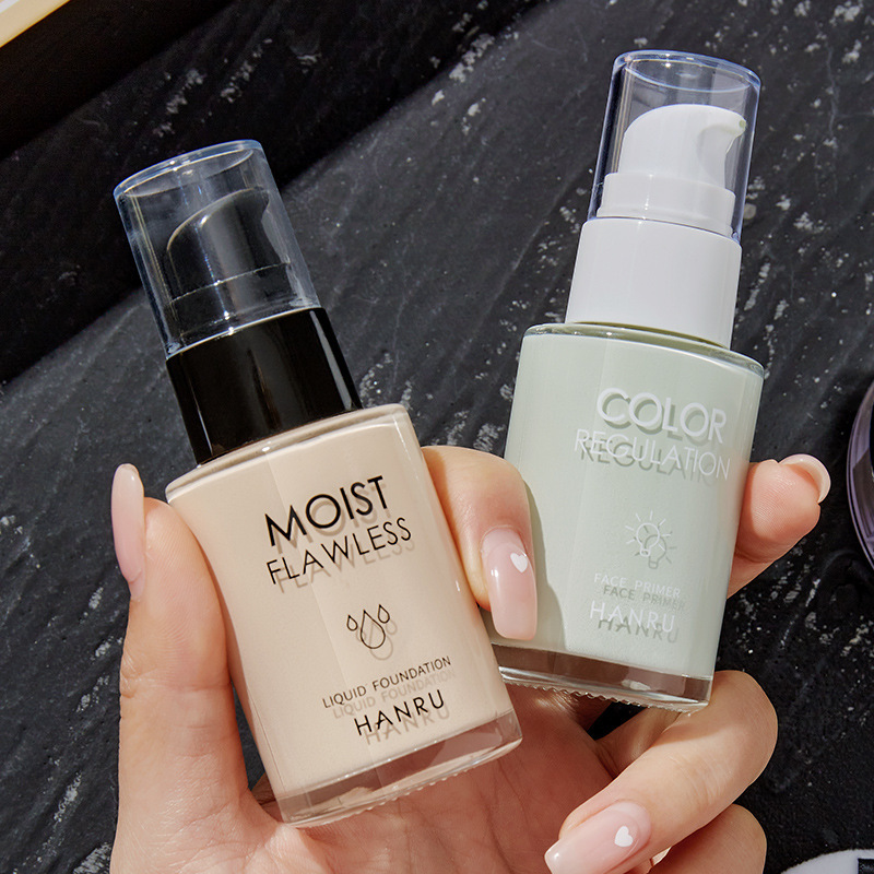 Han Ru foundation makeup suit 4-piece foundation liquid isolation makeup powder cosmetics set box beauty wholesale