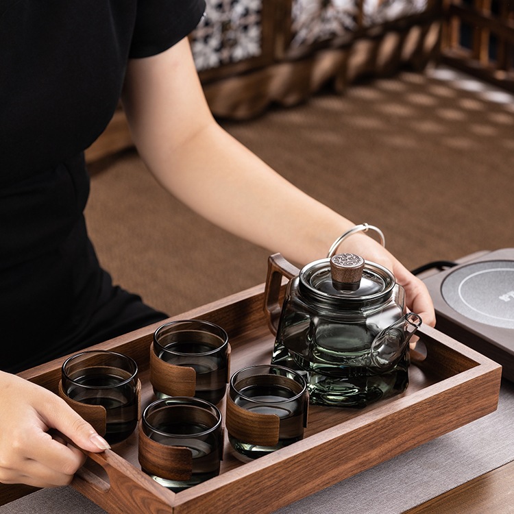 Thickened Wooden Handle Glass Teapot, High Temperature Resistant Electric Ceramic Stove, New Small Tea Boiler, Health Pot, Tea Boiler Set