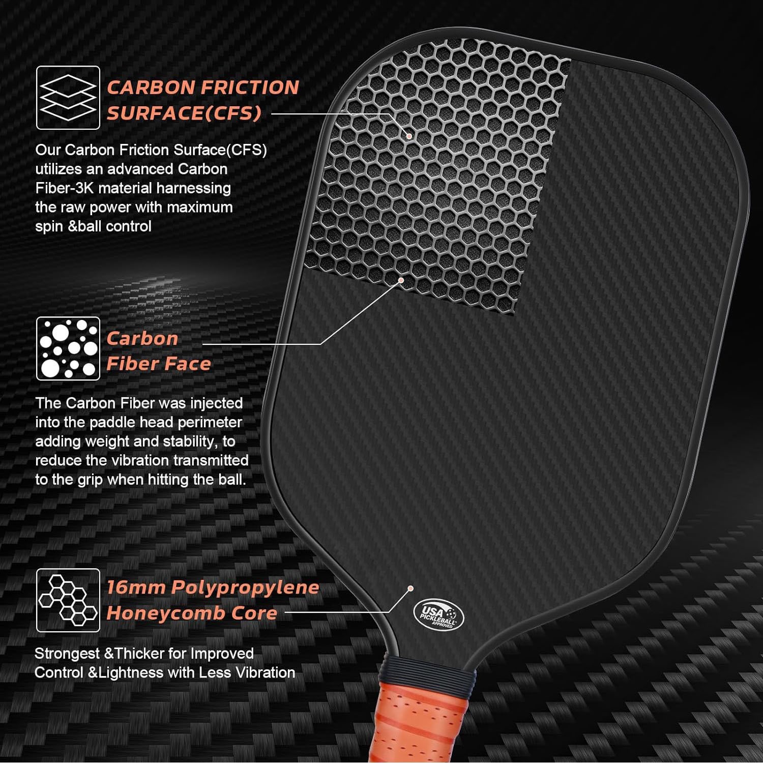 Amazon's New Kevlar 3K Camouflage Pattern Carbon Fiber Pickleball Racket Can Be Customized/Refrigerated/Heat-Pressed Factory