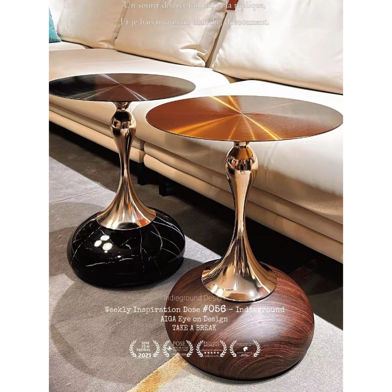 Итальянский кофейный столик, прикроватный шкаф, угловой стол, круглый стол, мобильный прикроватный столик, brushed metal