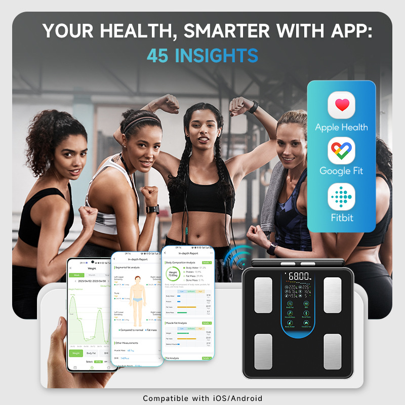 Cross-Border Eight-Electrode Body Fat Scale Smart Fitness Sports Home Weight Scale Accurate App Fat Measurement Bluetooth Body Fat Scale