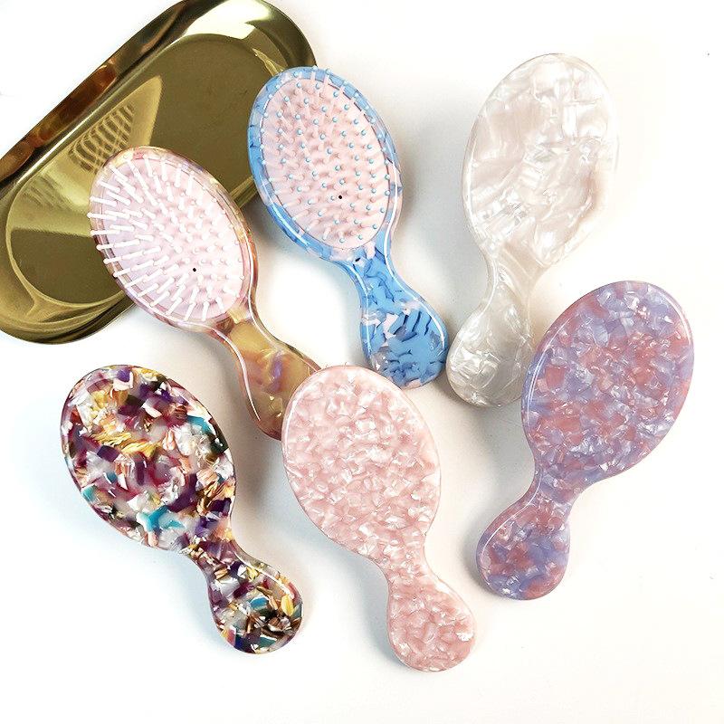 Элегантная овальная расческа из ацетата, массажная расческа, компактная, милая расческа для девочек