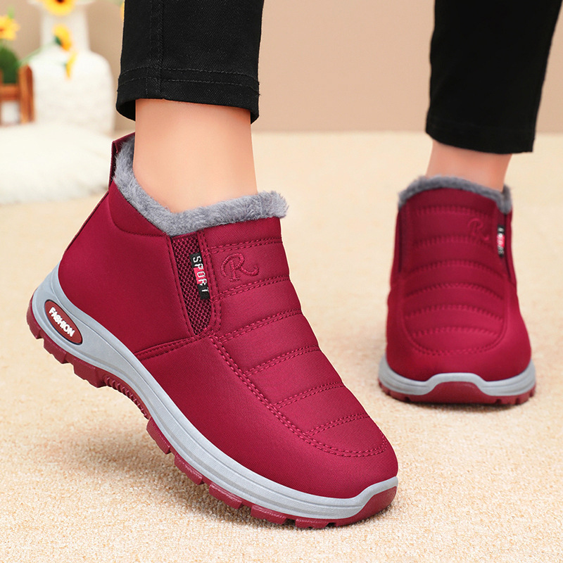 Cotton Shoes 2025 Winter Women's Cross-Border Dropshipping Mom Shoes Warm Casual Elderly Shoes Slip-On Fleece-Lined Thickened Cotton Boots