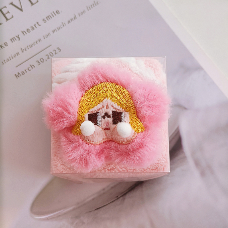 New Crying Baby Creative Towel Souvenir Gift with Cartoon Kidsren's Square Towel Coral Velvet That Can Be Hung for Face Washing