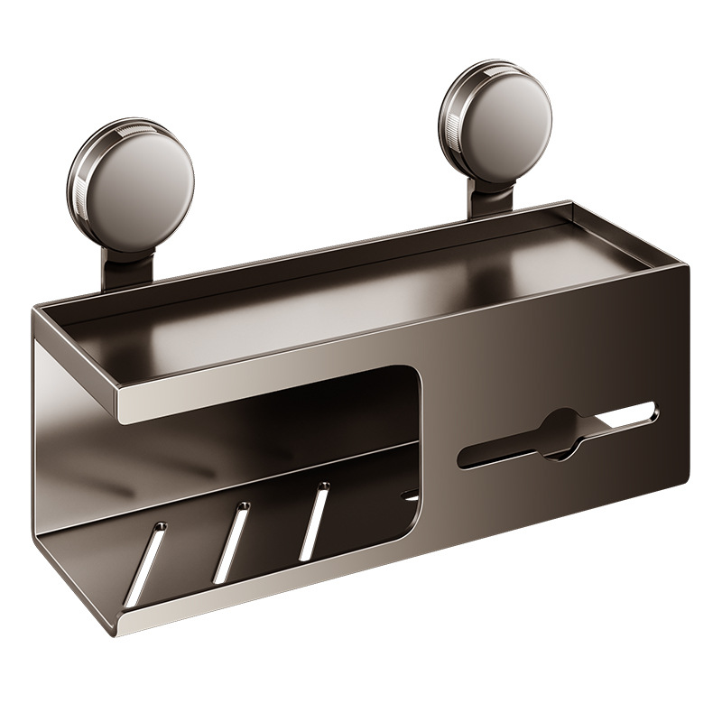 Suction cup toilet tissue box wall-mounted non-perforated bathroom living room paper box toilet paper box face towel storage rack