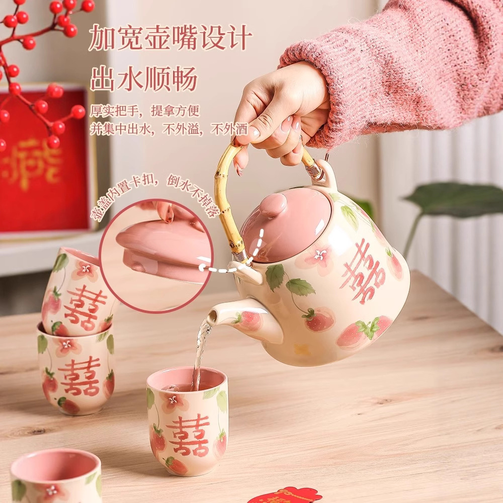 Чайный набор с кружками из керамики, подарок для новоселов и на свадьбу