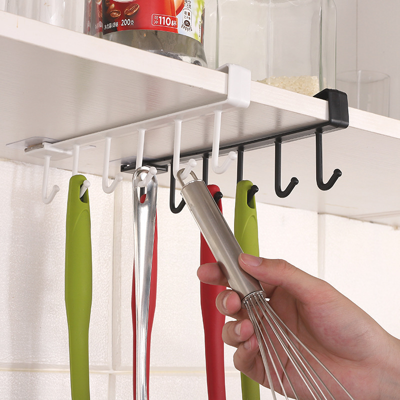 Kitchen Plastic Hook Punch-free Cabinet Hanging Cabinet Partition Storage Hook Bedroom Clothes Finishing Storage Hook