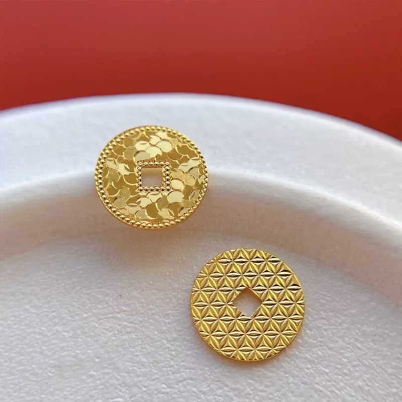 18K Gold Color Gold Five Emperors Coin Accessories Au750 All-Over Gold Hot Style Drainage and Wealth Handmade Accessories Jewelry