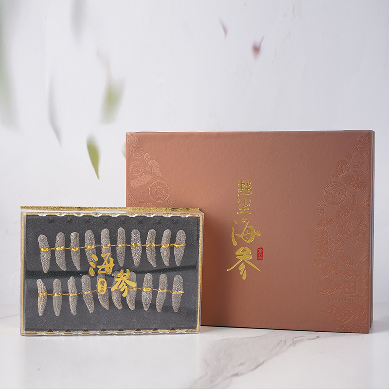 Source Spot 20 Black Gold Thorn Light Dried Sea Cucumber Abalone Gift Box Packed New Year Gift Group Purchase Sea Cucumber Dry Goods Wholesale