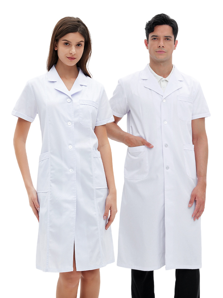 Doctor White Coat Long-Sleeved Thick Summer Dentist Uniform Pharmacy Clinic Medical Pure White Cotton Workshop White Coat