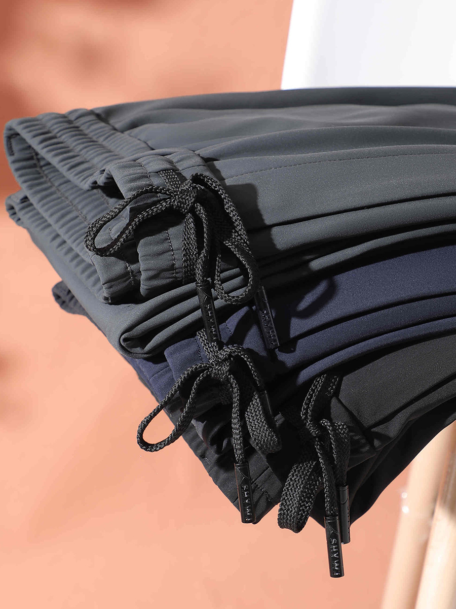 Winter middle-aged men's business casual autumn and winter elastic waist pants fleece-lined thick milk silk father pants