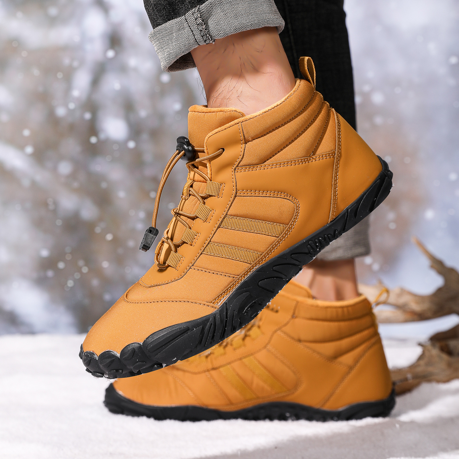 Factory Direct sales winter cotton shoes couple's outdoor snow thickened fleece-lined climbing non-slip cold-proof warm waterproof shoes