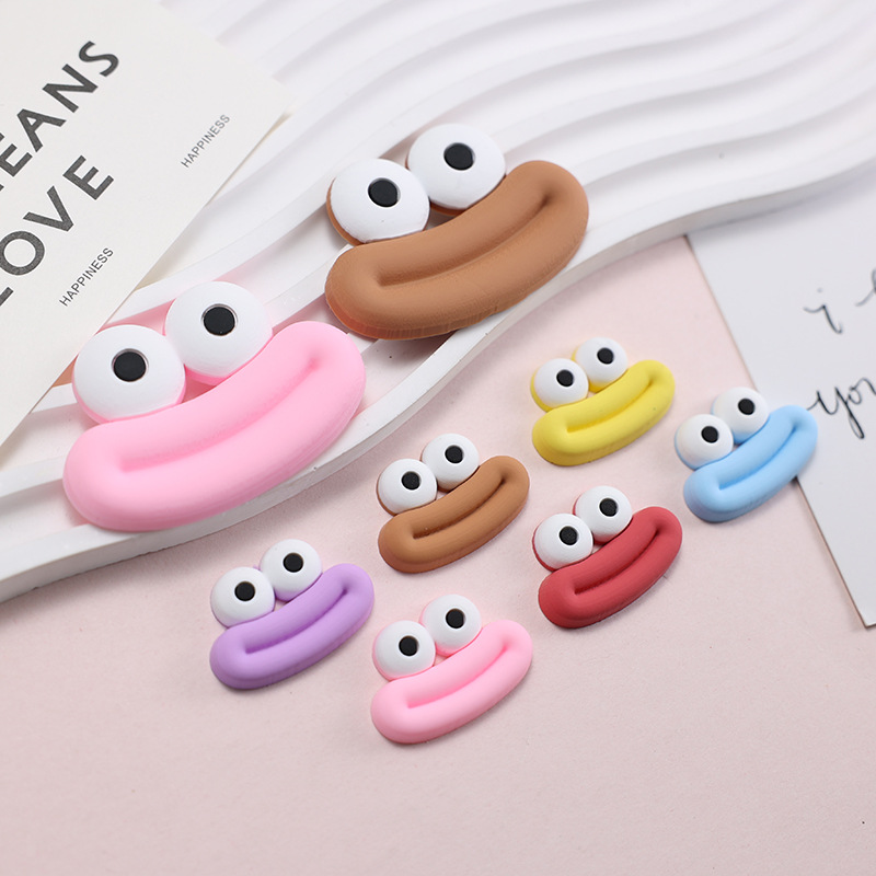 Big Small size cartoon sausage mouth eyes charger protective cover plush toy hairpin phone case diy accessories