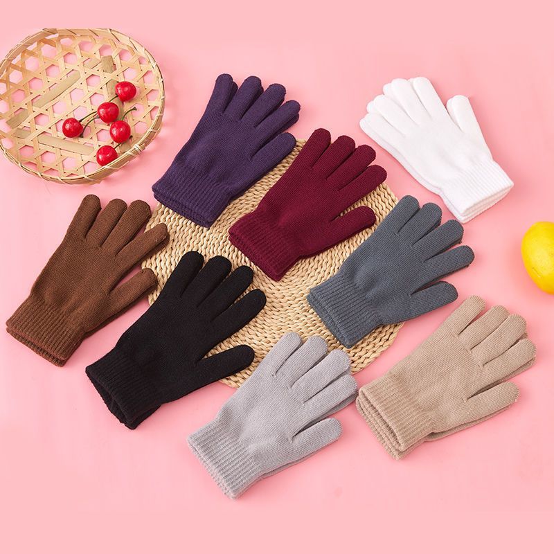 Factory Warm Gloves Winter Thickened fleece-lined Stretch Knitted Five-Finger Gloves Hand Gloves for Men and Women
