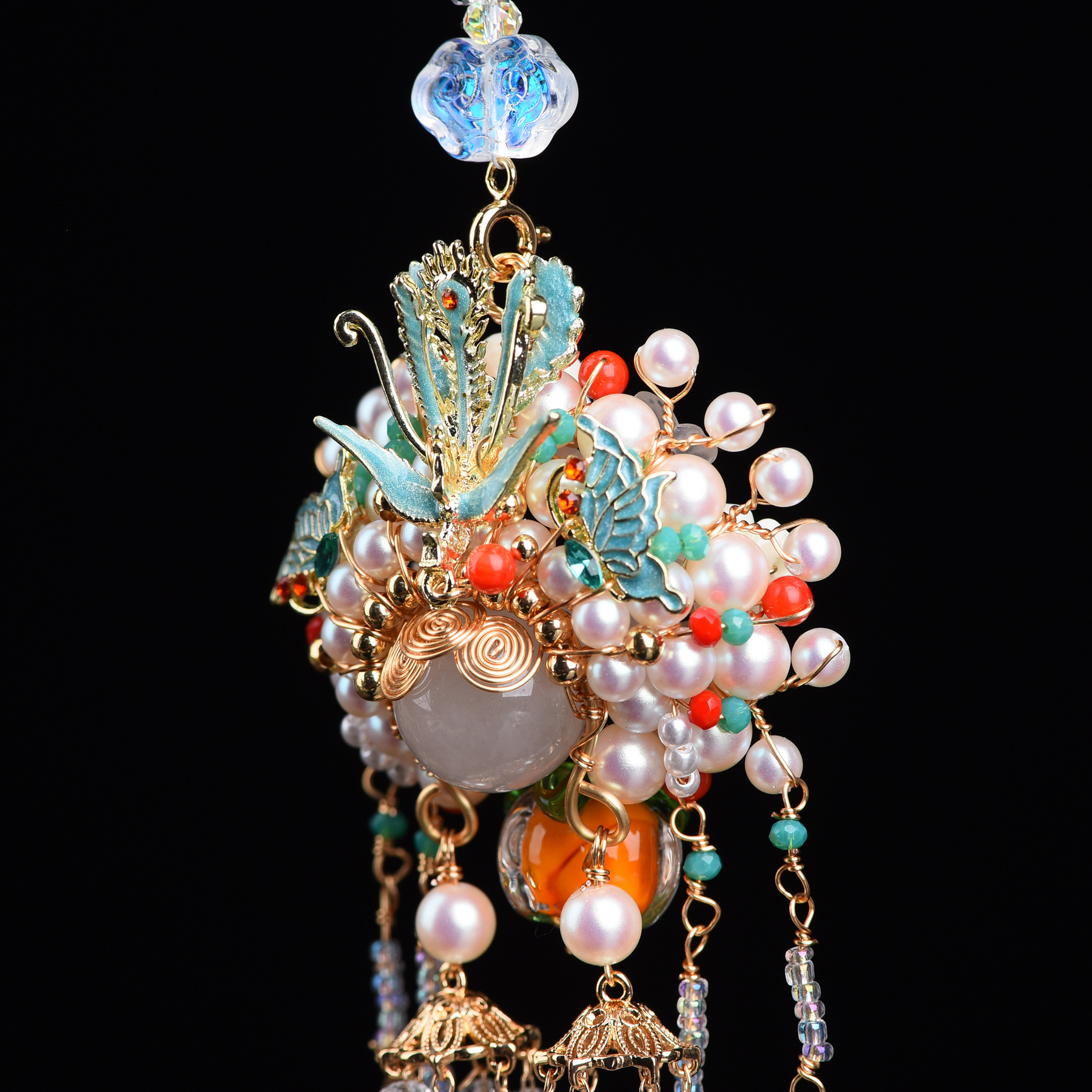 Original Swords Ma Dan Boutique Phoenix Long Tassel Super Immortal National Tide Chinese Wind Car Hanging Necklace Accessories