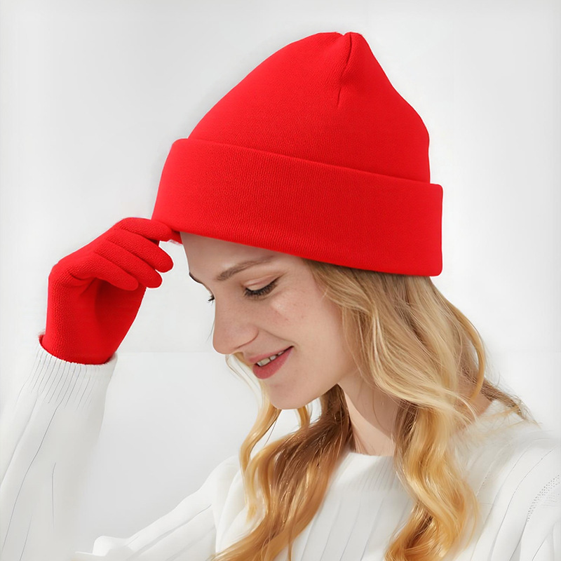 Beanies Adult Knitted Gloves Hat Men's and Women's Solid Color Knitted Hat Wool Knitted Gloves Hat in stock
