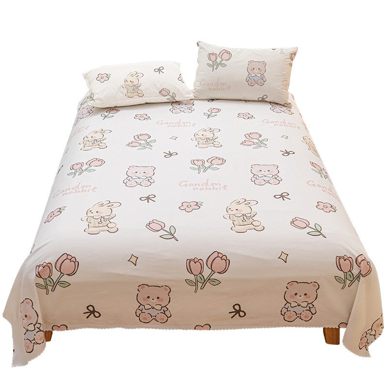 Cartoon Household Bed Bed Sheets Single Piece Student Dormitory Bed Sheets 1.18m Brushed Kang Bed Sheets Women Wholesale Washed Cotton Bed Sheets