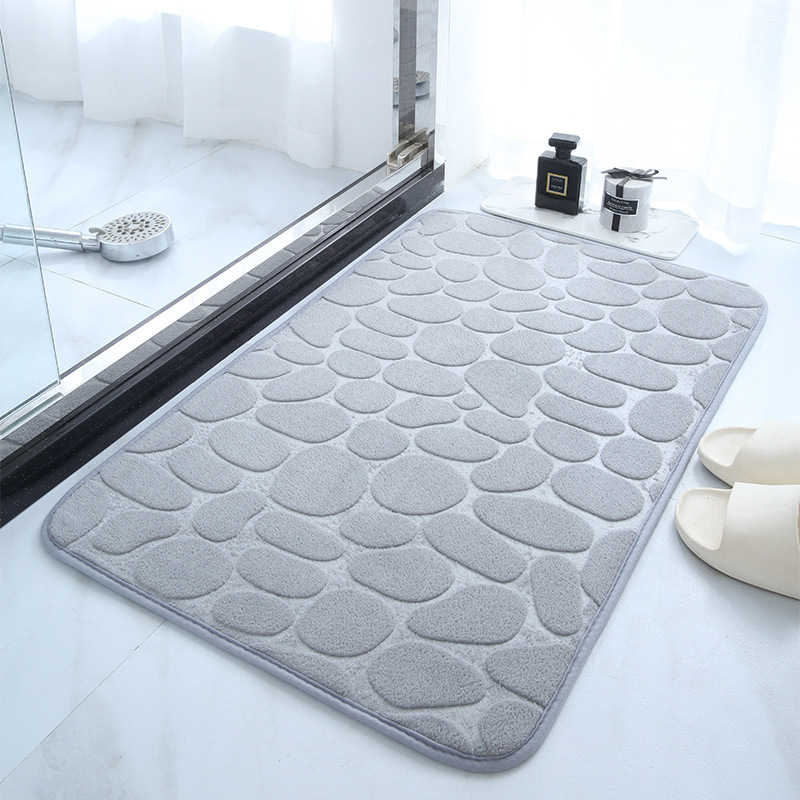 Pebble Stone Pattern Cross-Border Floor Mat Embossed Floor Mat Bathroom Shower Area Non-Slip Absorbent Mat Bathroom Door Non-Slip