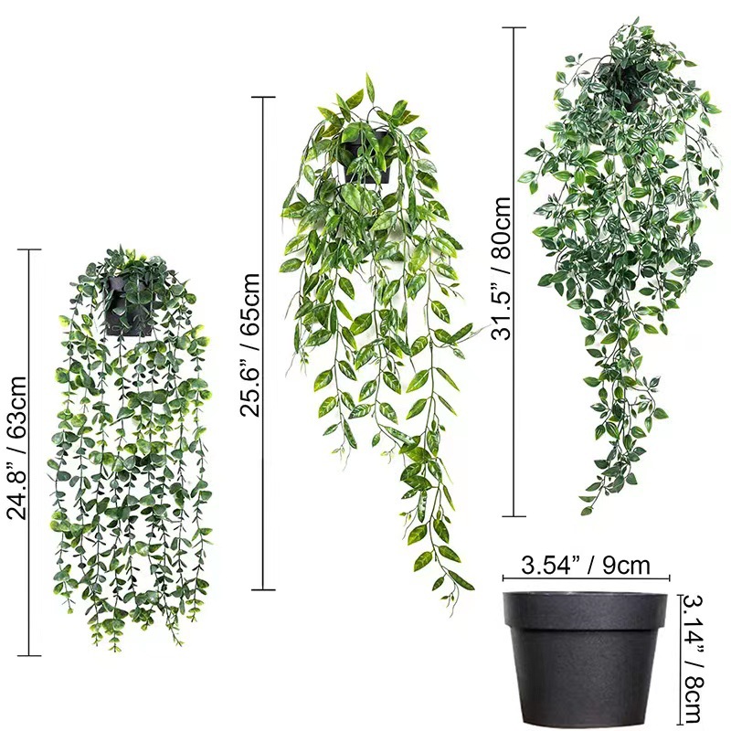 Amazon Artificial Hanging Plant Datura Yucaly by Leaves Vine Fake Potted Plant Indoor Outdoor Decoration