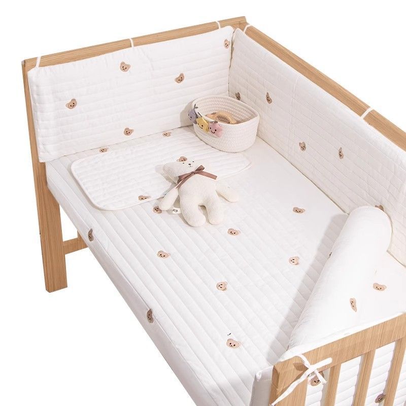 Pure Cotton Quilted Crib Bed Surround Kidsren's Spliced ​​Bed Newborn Baby Anti-Collision Buffer Removable and Washable Bed Barrier Soft Bag